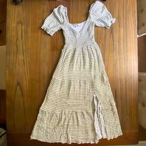 A&F XS Puff Sleeve Smocked Midi Dress